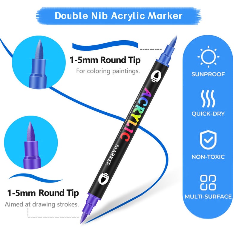 ColorCraft - Akrylpenna med dubbla spetsar för precisionskonst