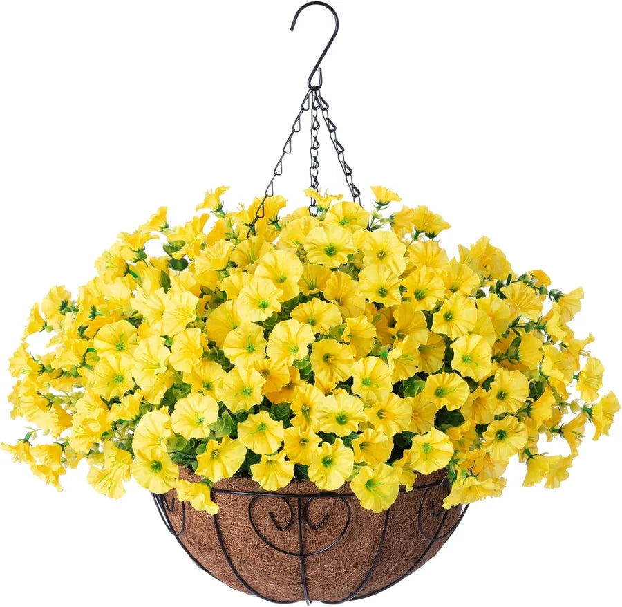 FloraVista - Livfulla konstgjorda hängande växter Blommor Korg