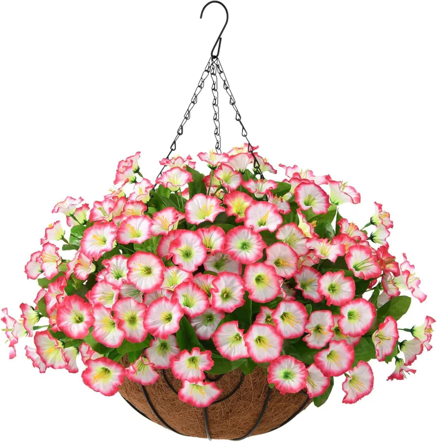 FloraVista - Livfulla konstgjorda hängande växter Blommor Korg