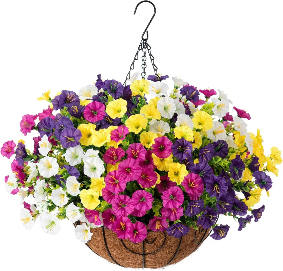 FloraVista - Livfulla konstgjorda hängande växter Blommor Korg